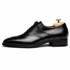 Black Leather Kratio Brogue Oxfords - Formal Shoes