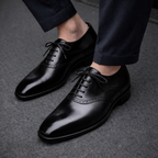 Black Leather Kratio Brogue Oxfords - Formal Shoes