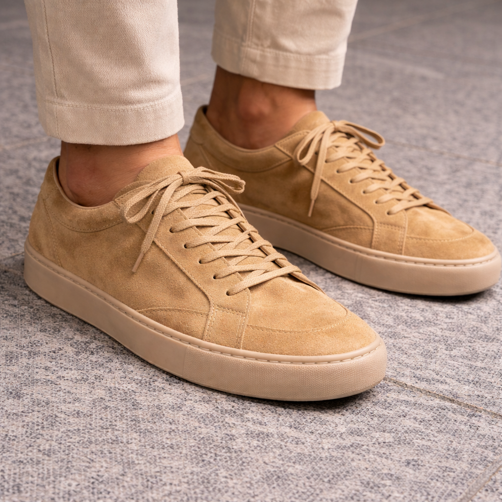 Tan Suede Sport Sneakers with Honey Colour Sole- Summer Collection