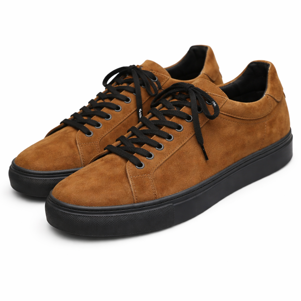 Brown Suede Leather Liberale With Thick Sole Sneakers