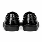 Black Croc Print Leather Modesto Lace Up Sneakers