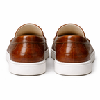 Brown Croc Print Leather Anthea Slip On Sneakers