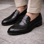 Carmina Black Penny Loafers