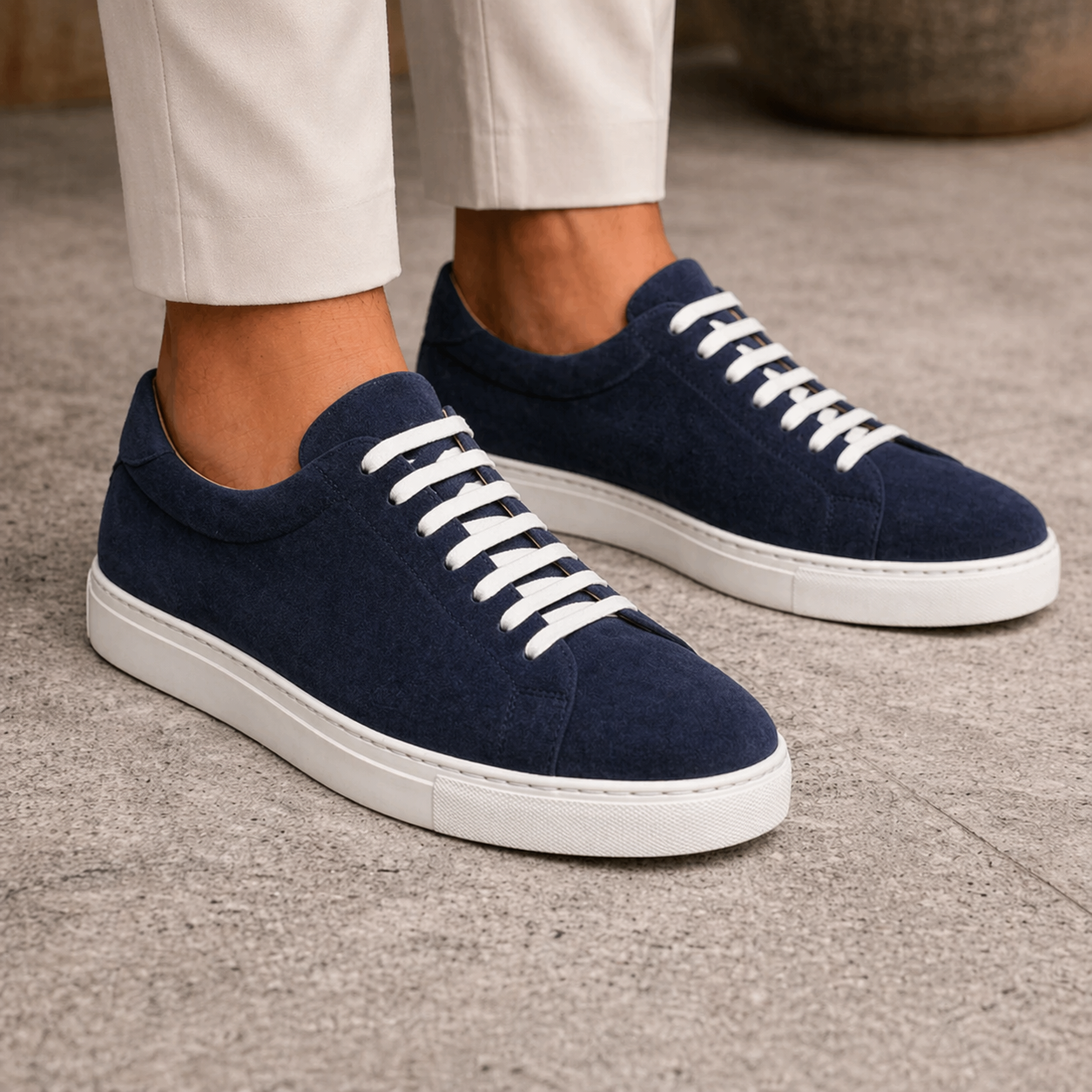 Navy Blue Suede Cieza Whole Cut Sneakers