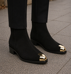 Punk Suede Golden Toe Boots