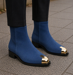 Punk Suede Golden Toe Boots