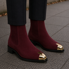 Punk Suede Golden Toe Boots