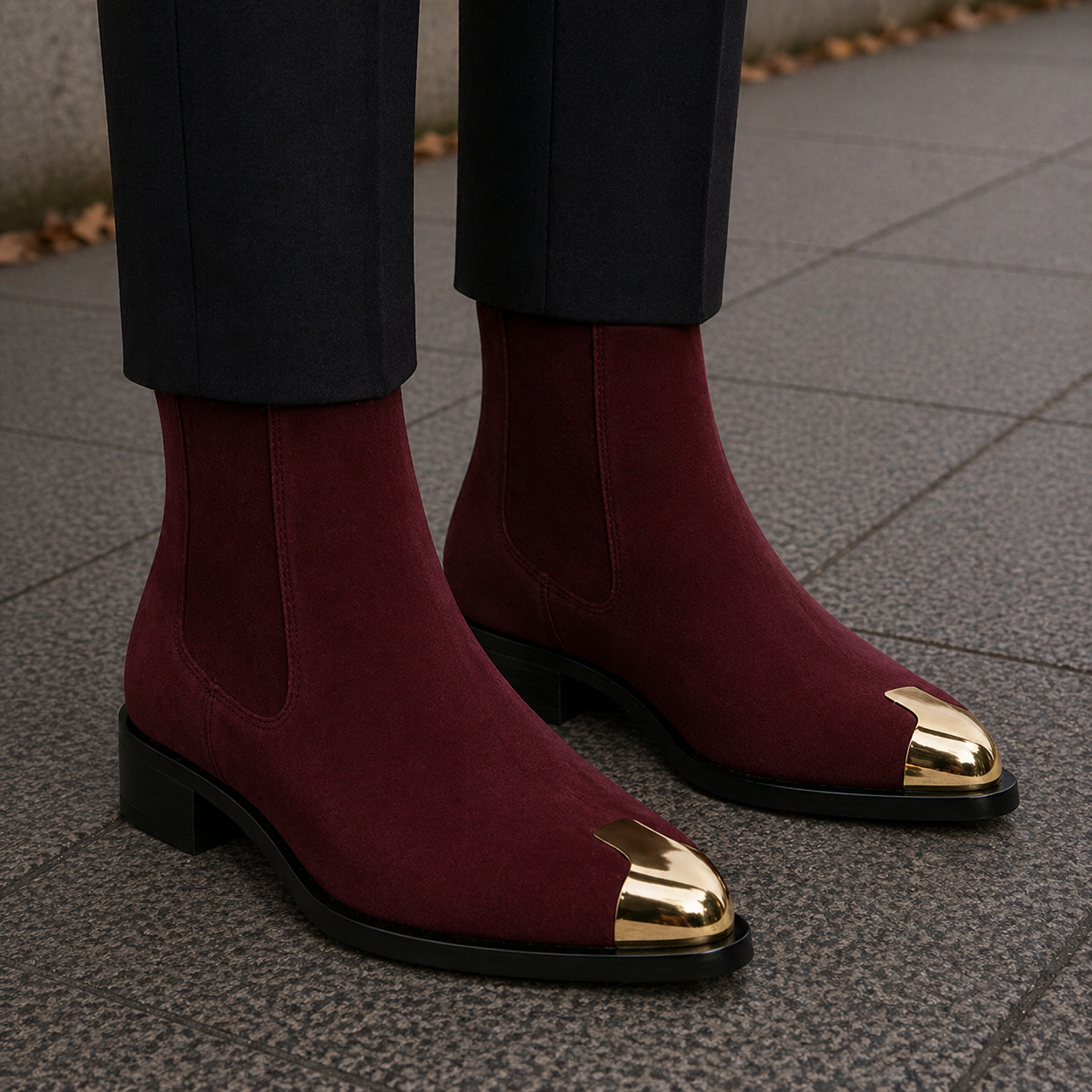 Punk Suede Golden Toe Boots