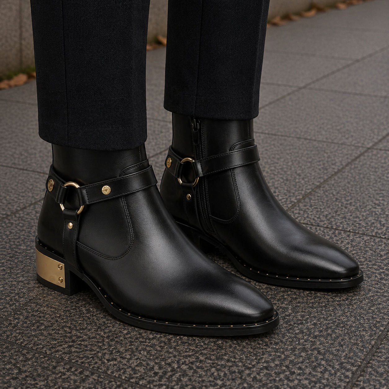 Luxury Noir Grace Gold-Plated Heel Boot