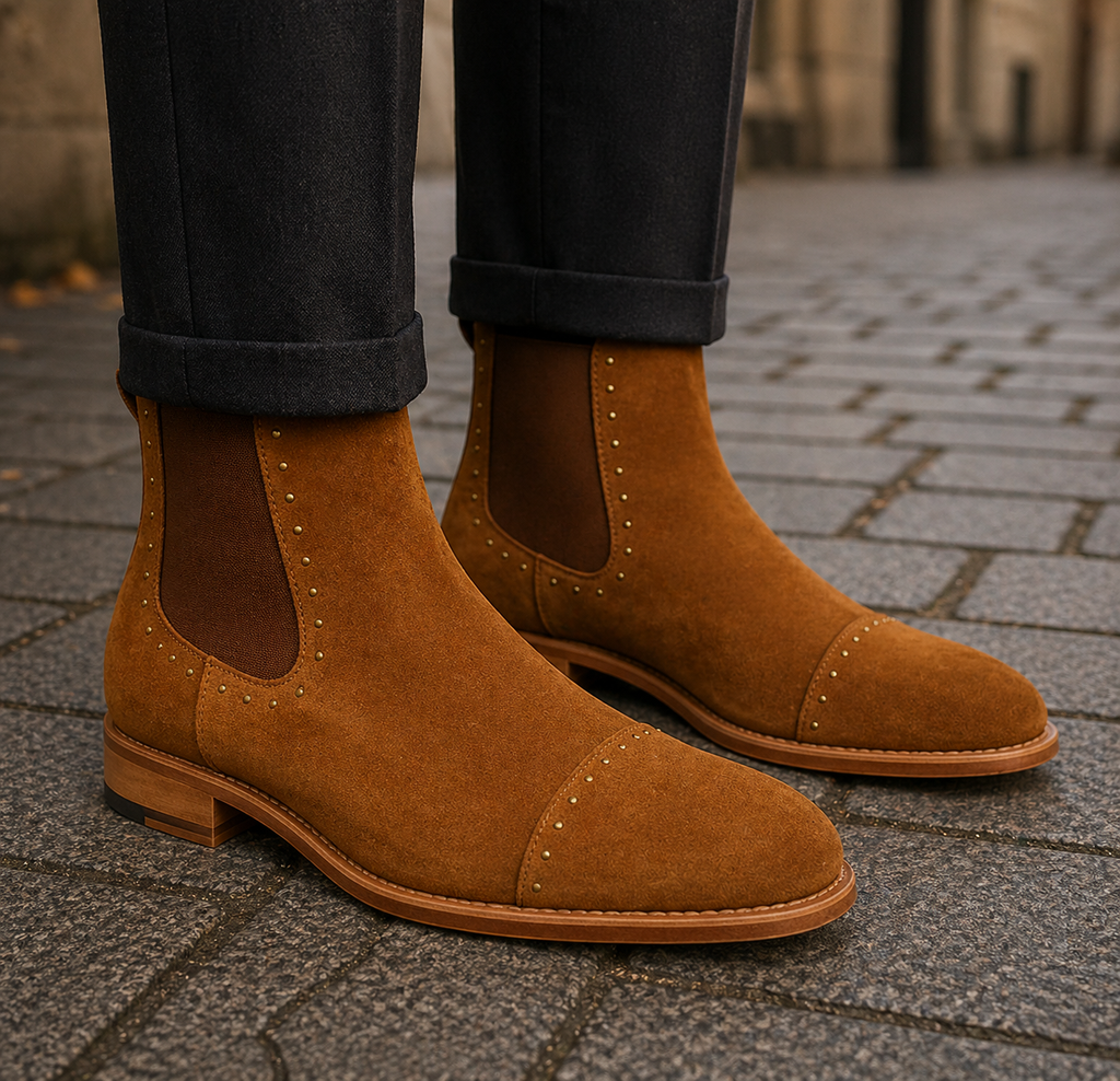 Men's Chelsea Spike Cap Toe Ankle Boots