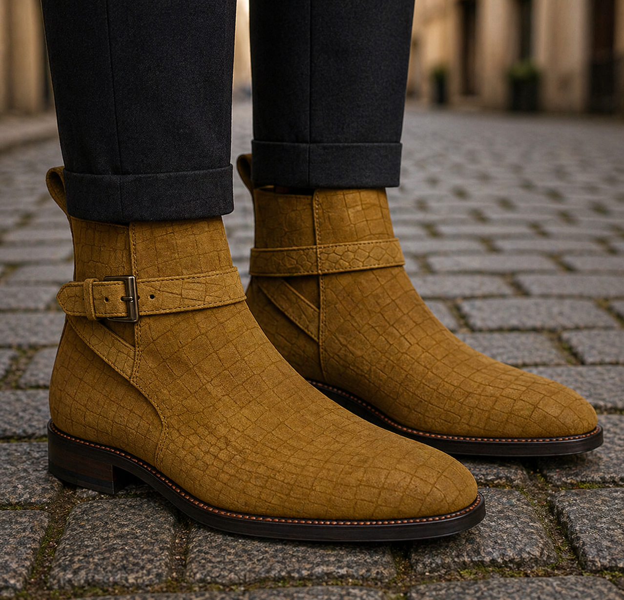 Manlio Jodhpur Croco Textured Boots