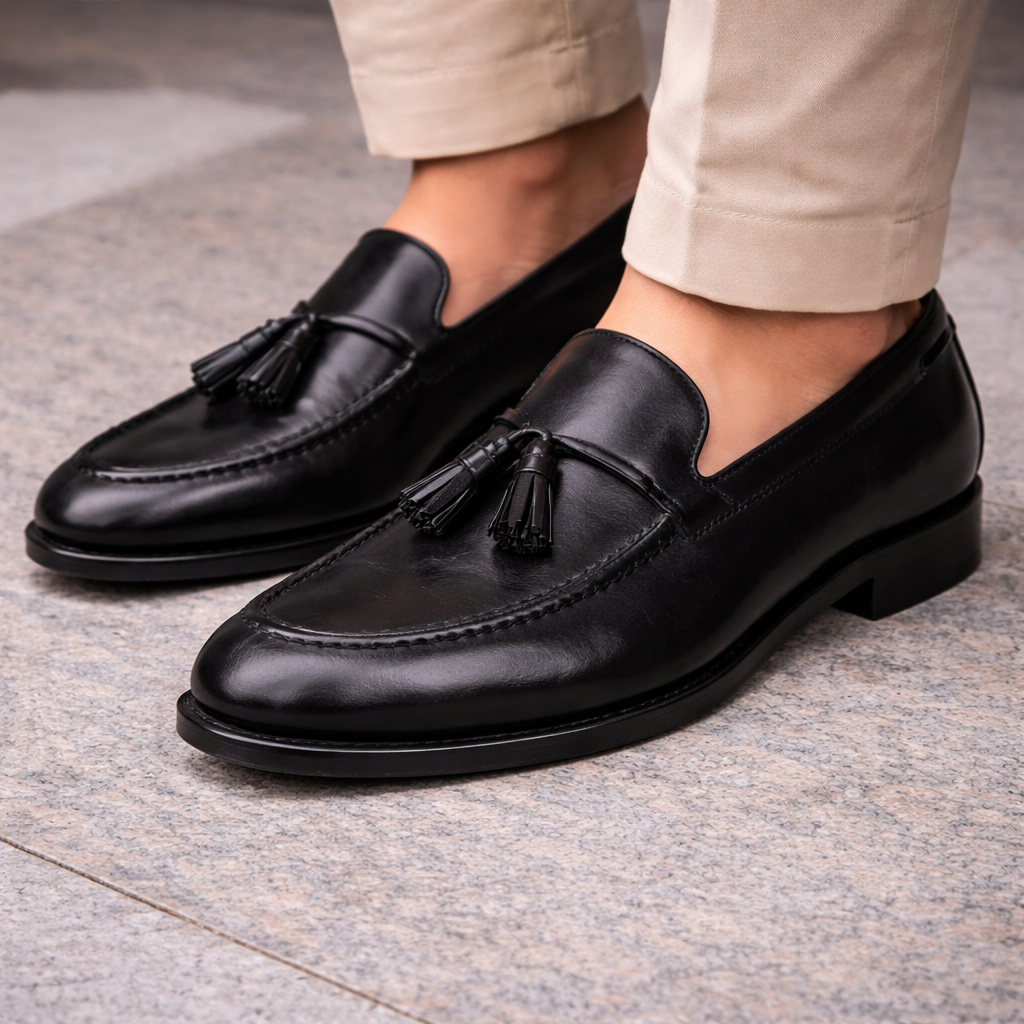 Noble's Walk Halverton Black Cordovan Tassel Loafers