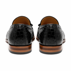 Black Croc Print Leather Barbican Tassel Loafers
