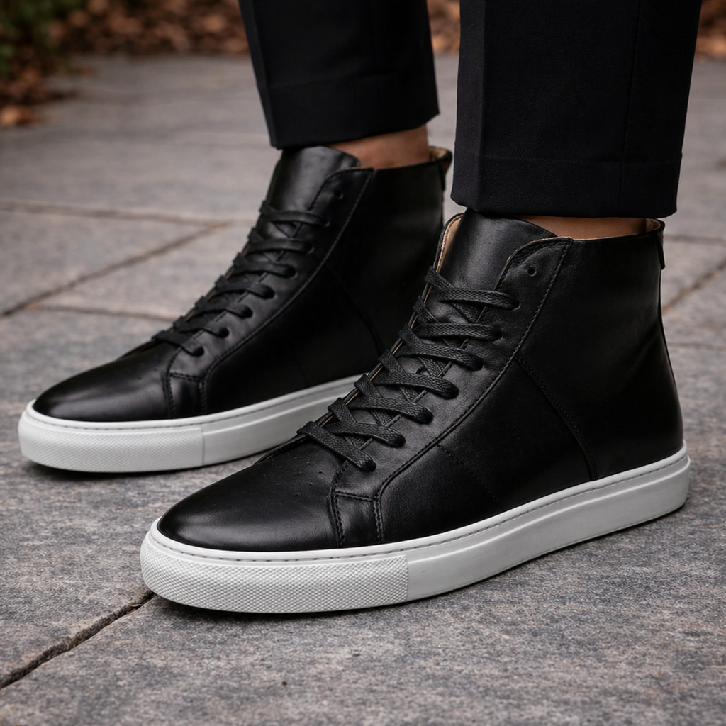 Black Leather Coleman Sneaker Boots