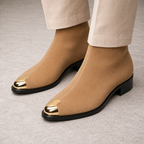 Punk Suede Golden Toe Boots
