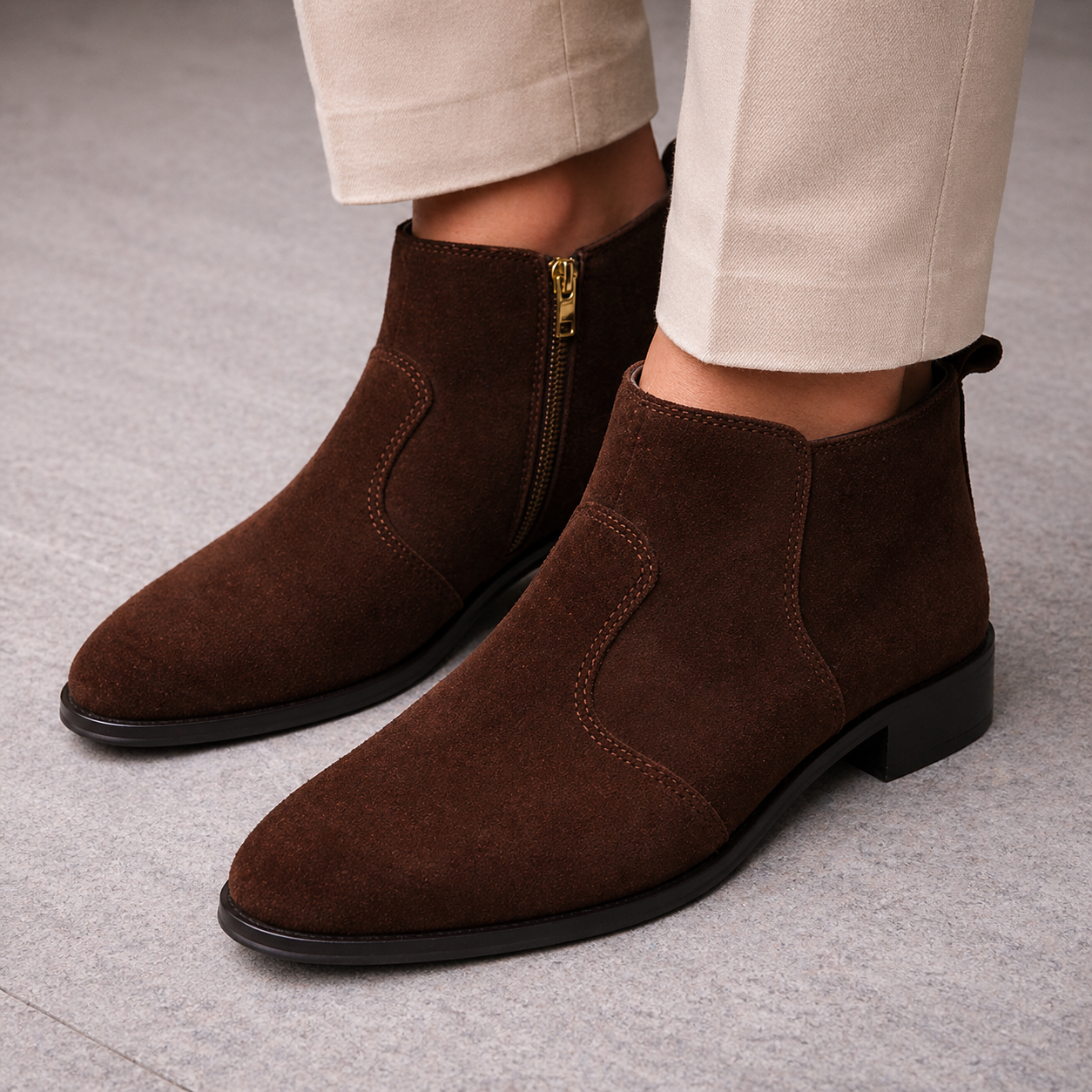 DORTMUND - BROWN SUEDE CUBAN HEEL BOOT