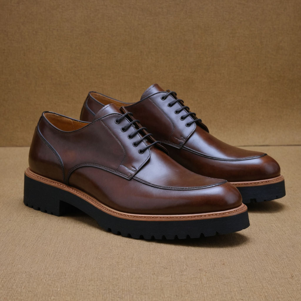 Brown Leather Orion Chunky Derby Shoes
