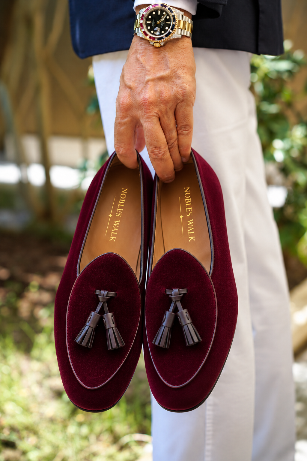 Velvet Belgian Loafers Burgundy