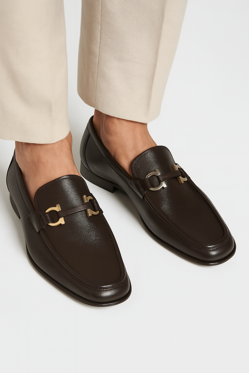 Classic Leather Horsebit-Buckled Loafer for Men