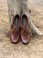 Brown lug-sole boat shoes