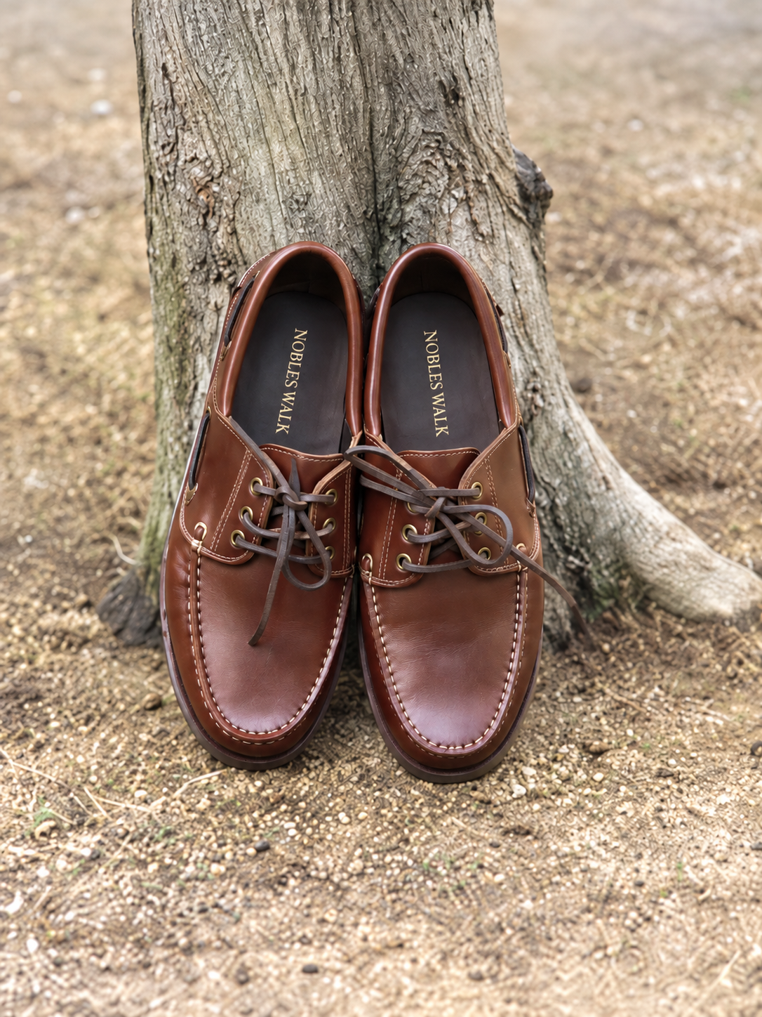 Brown lug-sole boat shoes