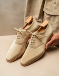 Beige Suede Leather Kratio Brogue Oxfords - Formal Shoes : The Dapper Edit