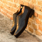 Noble's Walk Royal Black Brogue Wholecut Derby Shoe