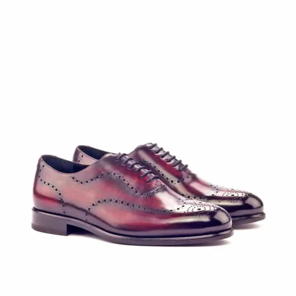 Noble's Walk Cherry Black Two Tone Brogue Wholecut Derby
