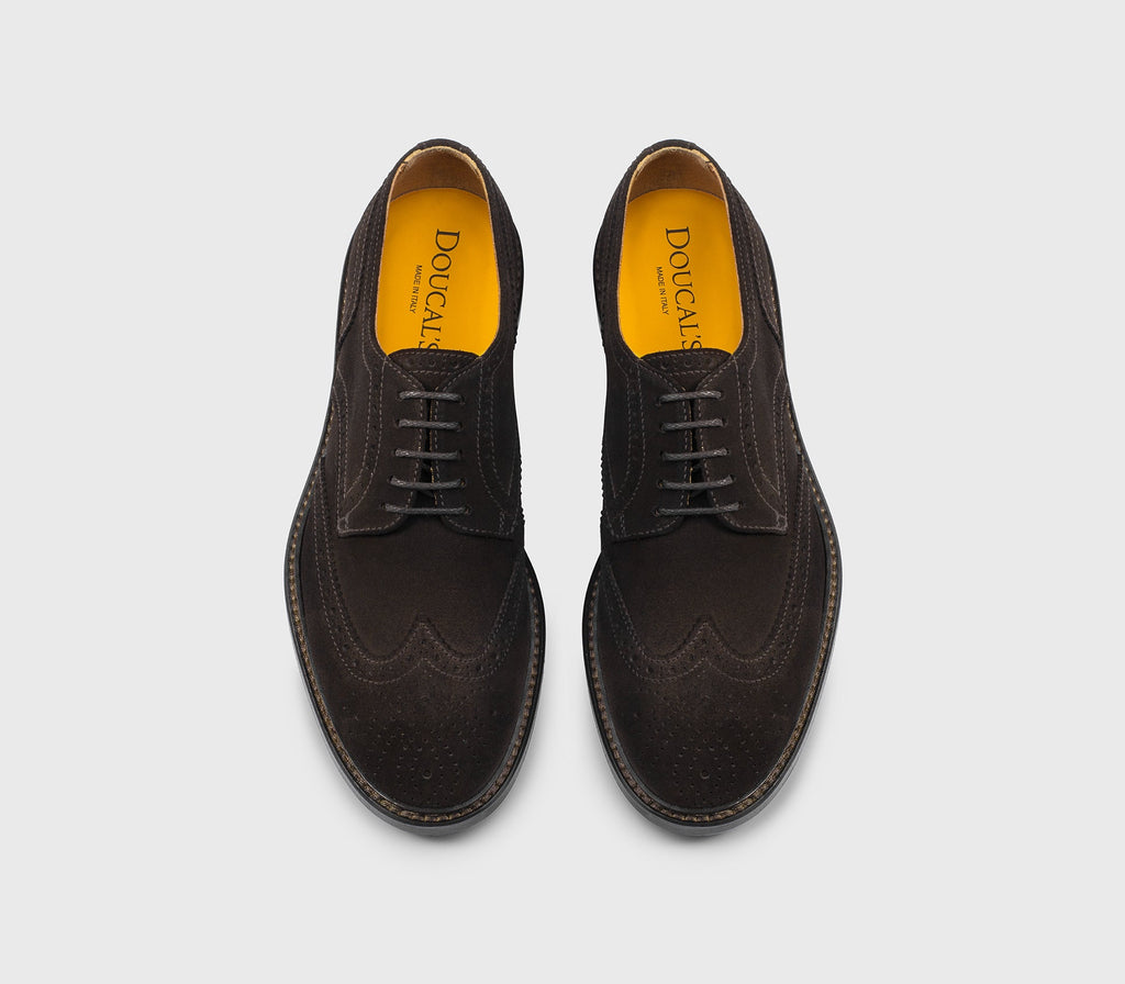 “Earth” brown suede dovetail lace-up