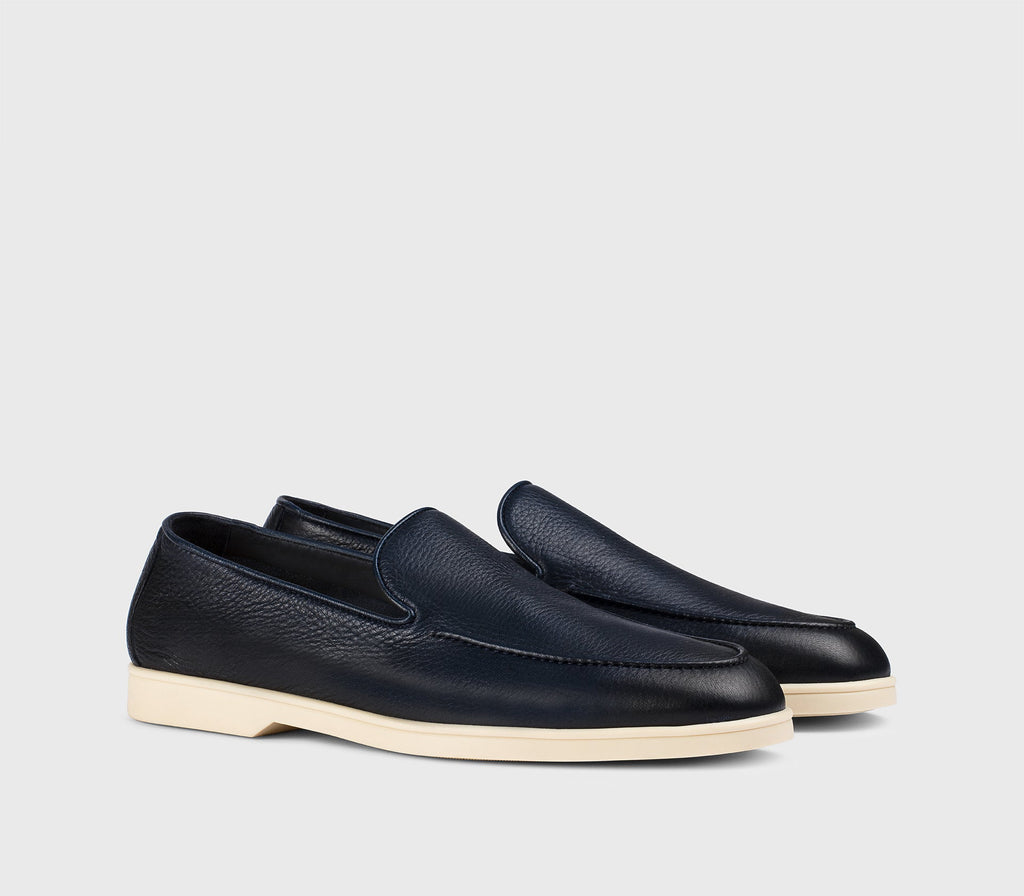 Blue deerskin loafer