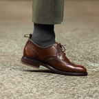 Tan Leather Brogue Wingtip Derby Shoes