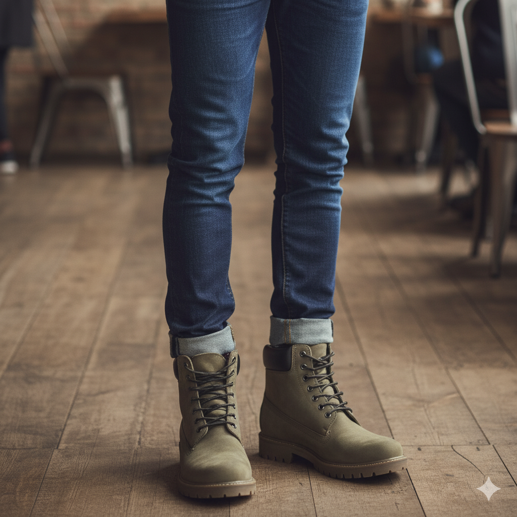 Urban Leather Lace Up High Ankle Boot Green