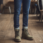 Urban Leather Lace Up High Ankle Boot Green