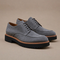 Grey Suede Leather Orion Chunky Derby Shoes