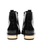 Crocodile Embossed with Golden Toe Zipper Boot