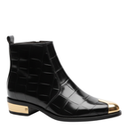 Crocodile Embossed with Golden Toe Zipper Boot