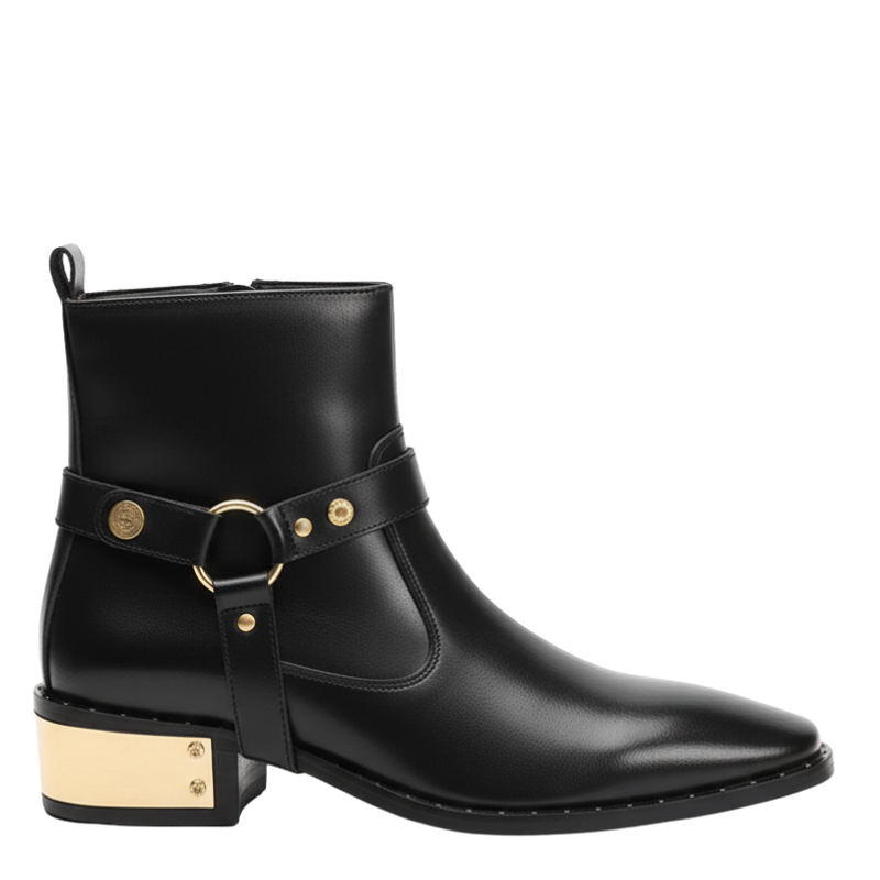 Luxury Noir Grace Gold-Plated Heel Boot