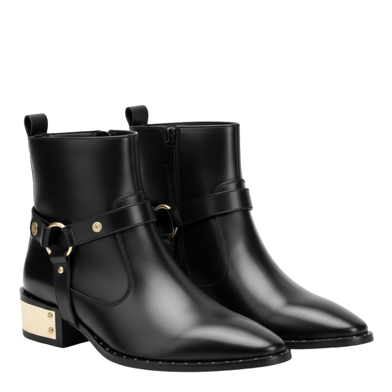 Luxury Noir Grace Gold-Plated Heel Boot