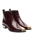 Crocodile Embossed with Golden Toe Zipper Boot