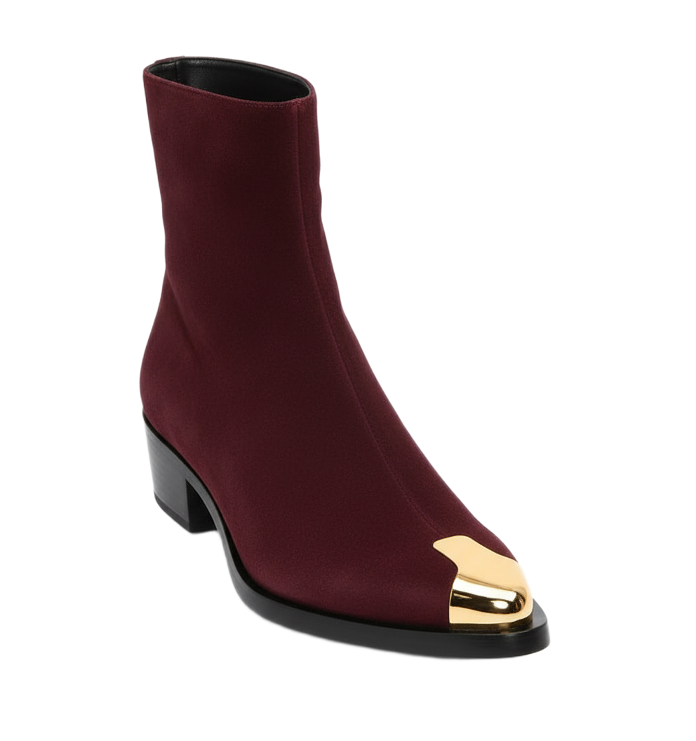 Punk Suede Golden Toe Boots