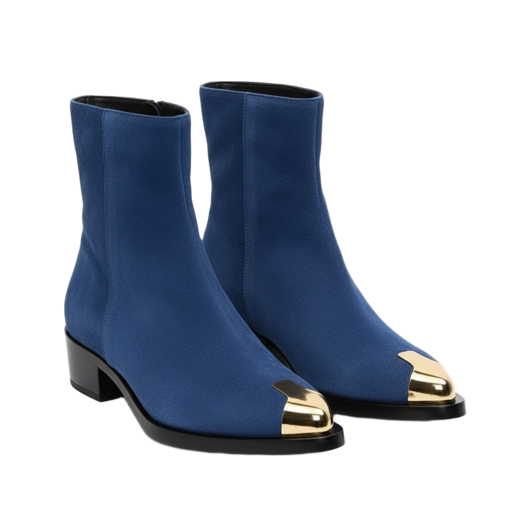 Punk Suede Golden Toe Boots