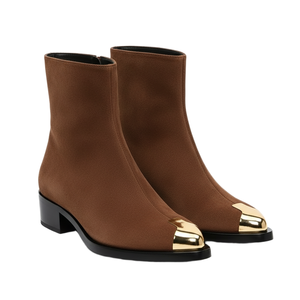 Punk Suede Golden Toe Boots