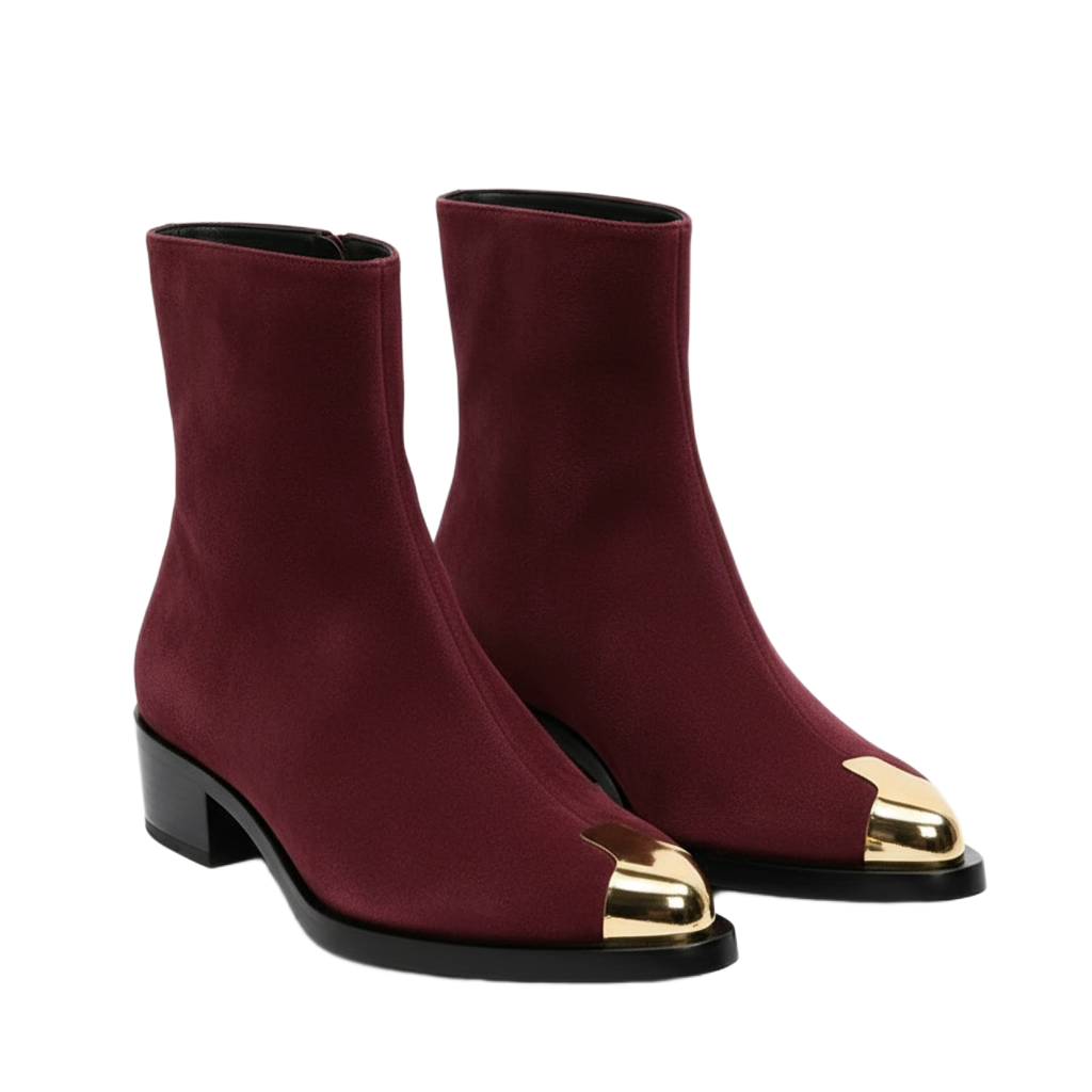 Punk Suede Golden Toe Boots