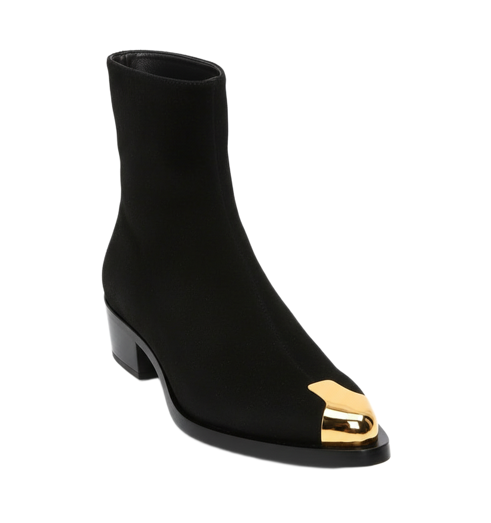 Punk Suede Golden Toe Boots