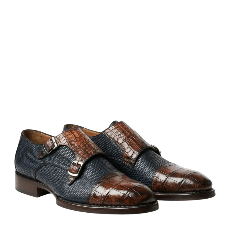 Duke Marrone Croc Monkstraps