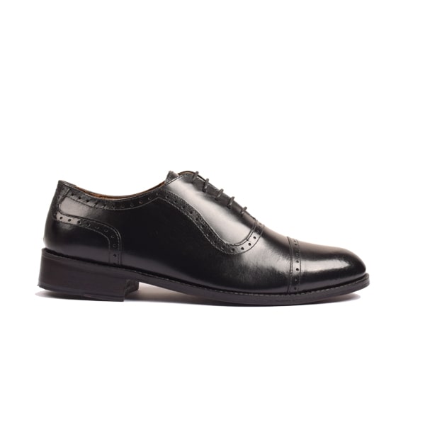Wingtip Captoe Black Leather Hand Painted Shoes