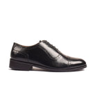 Wingtip Captoe Black Leather Hand Painted Shoes