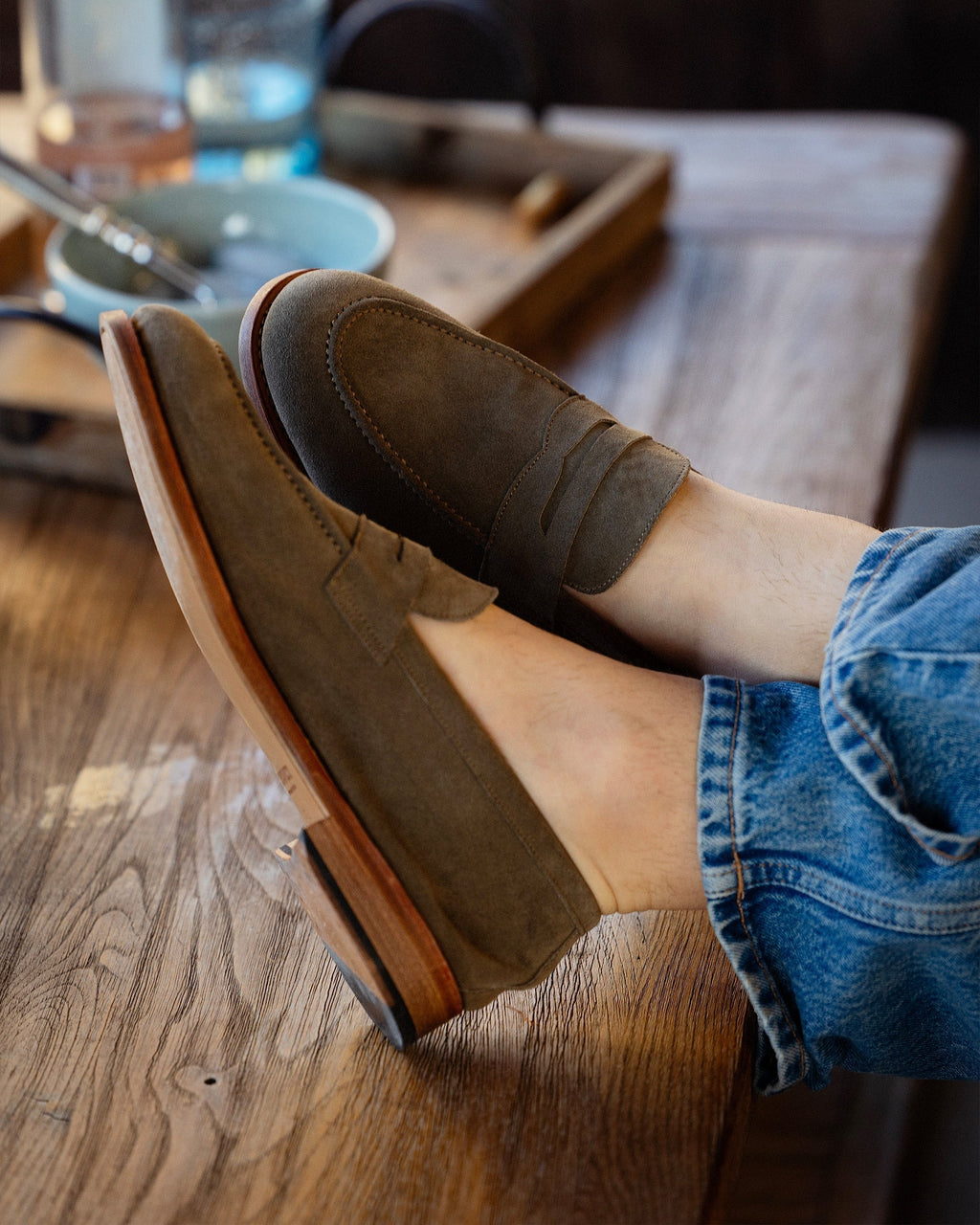 Noble's Walk Lysekil Green Suede Summer Loafers