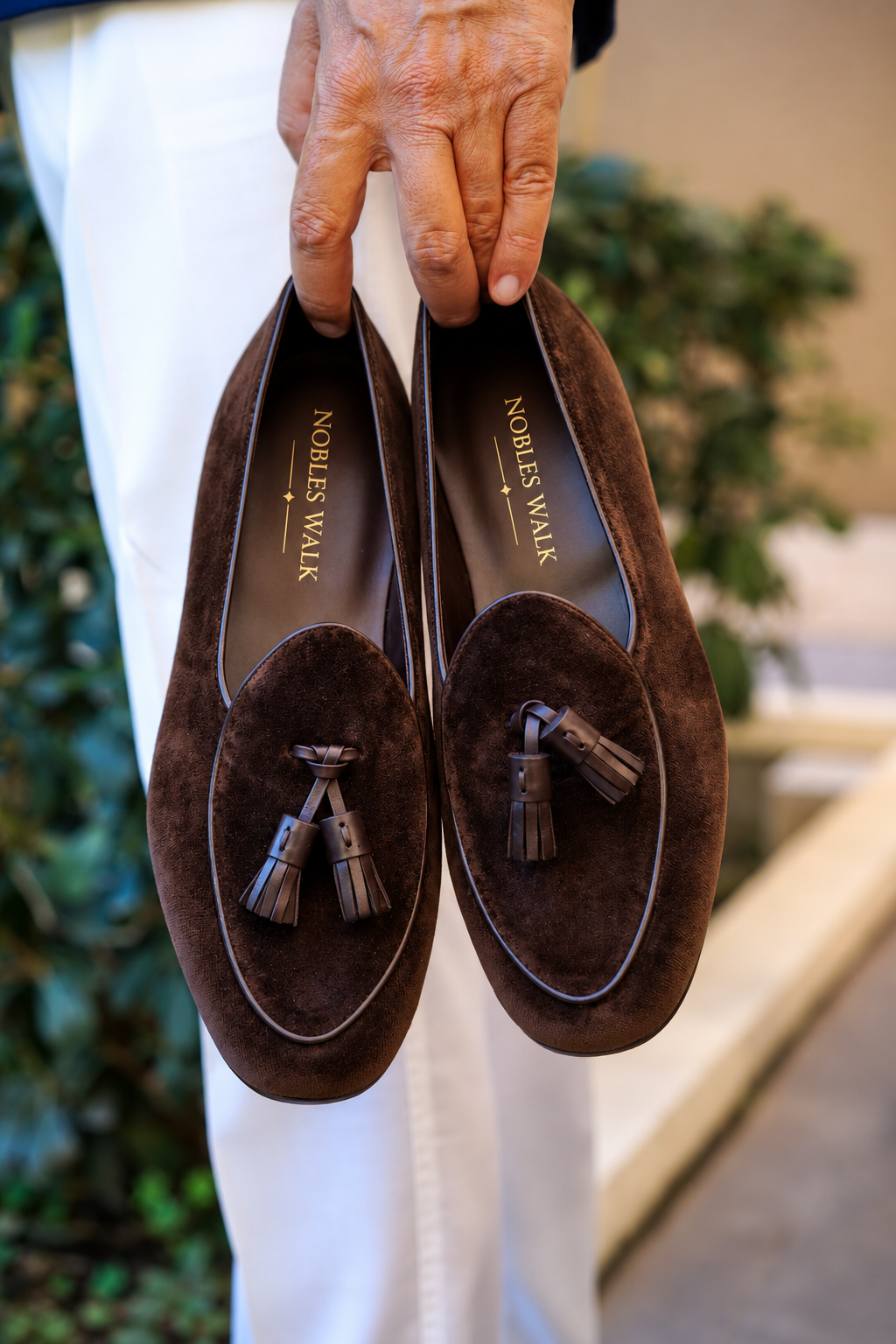 Velvet Belgian Loafers Dark Brown