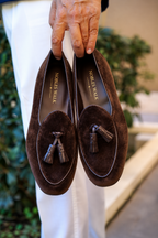 Velvet Belgian Loafers Dark Brown